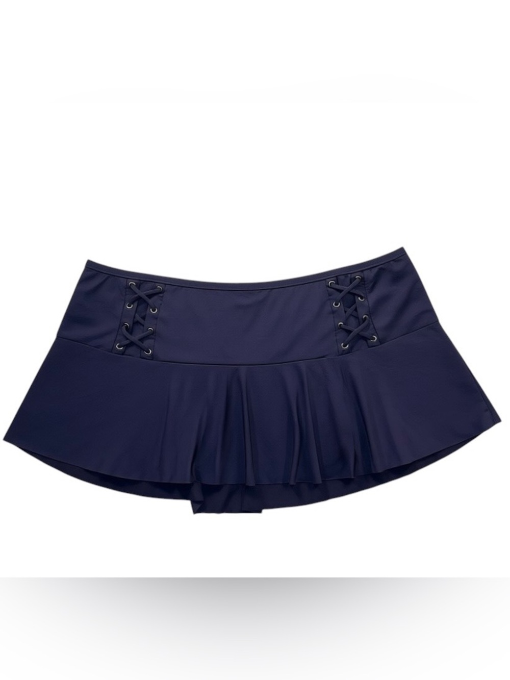 XL Kenneth Cole New York Navy Blue Swim Skirt Bottom Lace-Up Stretch Lake Pool